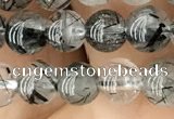 CRU532 15.5 inches 6mm round black rutilated quartz beads