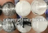 CRU537 15.5 inches 8mm round black rutilated quartz beads wholesale