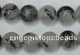 CRU56 15.5 inches 16mm round black rutilated quartz beads wholesale