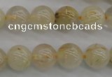 CRU582 15.5 inches 8mm round golden rutilated quartz beads