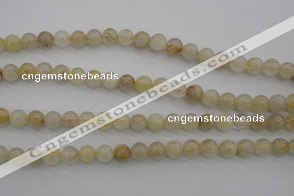 CRU582 15.5 inches 8mm round golden rutilated quartz beads