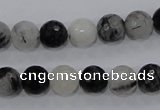 CRU59 15.5 inches 10mm faceted round black rutilated quartz beads