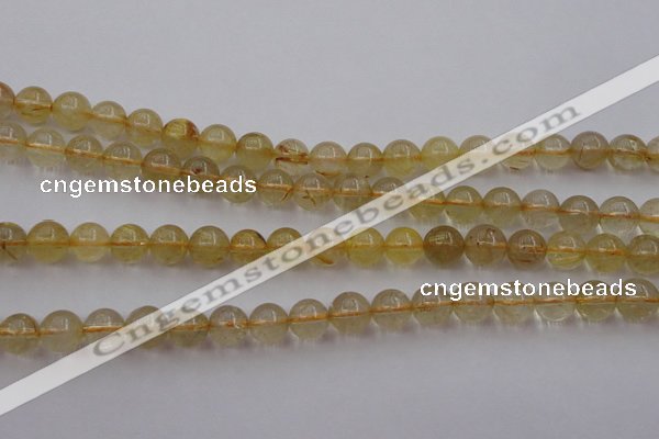 CRU602 15.5 inches 8mm round golden rutilated quartz beads