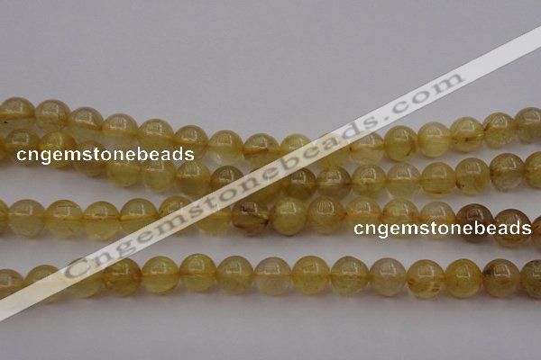 CRU603 15.5 inches 9mm round golden rutilated quartz beads