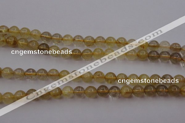 CRU612 15.5 inches 8mm round golden rutilated quartz beads