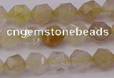 CRU621 15.5 inches 6mm faceted nuggets golden rutilated quartz beads