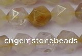 CRU624 15.5 inches 12mm faceted nuggets golden rutilated quartz beads