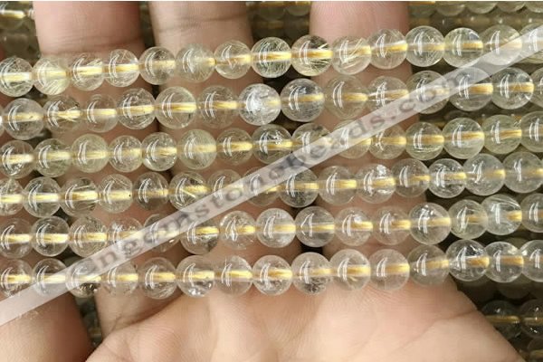 CRU629 15.5 inches 6mm round golden rutilated quartz beads