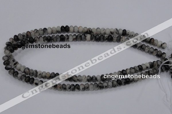 CRU63 15.5 inches 5*8mm rondelle black rutilated quartz beads