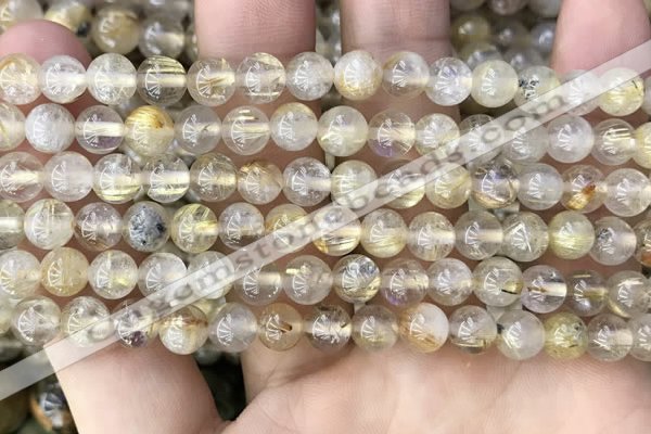 CRU636 15.5 inches 6mm round golden rutilated quartz beads