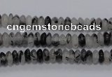 CRU64 15.5 inches 3*6mm rondelle black rutilated quartz beads