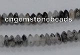 CRU65 15.5 inches 4*8mm rondelle black rutilated quartz beads