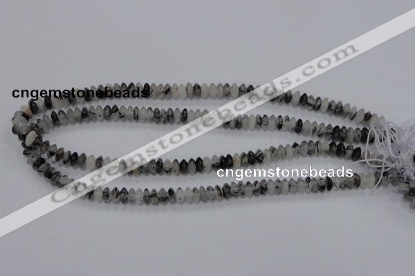 CRU65 15.5 inches 4*8mm rondelle black rutilated quartz beads