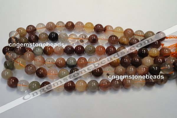 CRU655 15.5 inches 12mm round Multicolor rutilated quartz beads