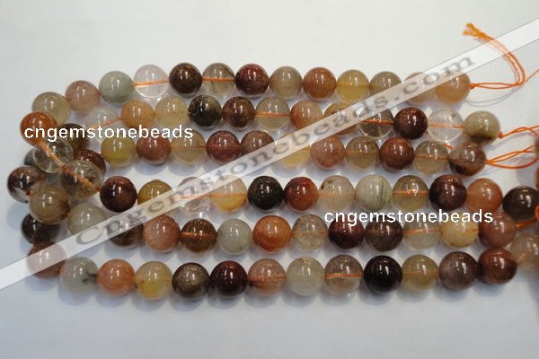 CRU656 15.5 inches 14mm round Multicolor rutilated quartz beads