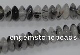 CRU66 15.5 inches 5*10mm rondelle black rutilated quartz beads