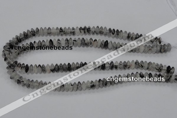 CRU66 15.5 inches 5*10mm rondelle black rutilated quartz beads