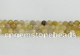 CRU668 15.5 inches 8mm faceted round golden rutilated quartz beads