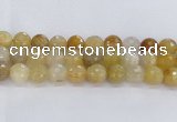 CRU671 15.5 inches 14mm faceted round golden rutilated quartz beads