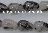 CRU70 15.5 inches 13*18mm teardrop black rutilated quartz beads