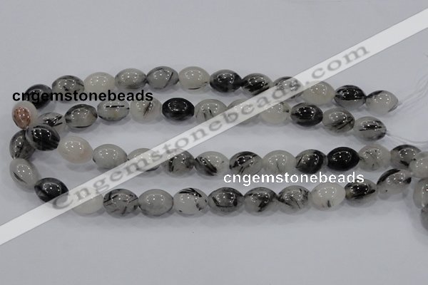 CRU72 15.5 inches 12*16mm rice black rutilated quartz beads wholesale