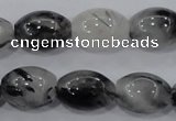 CRU73 15.5 inches 13*18mm rice black rutilated quartz beads wholesale