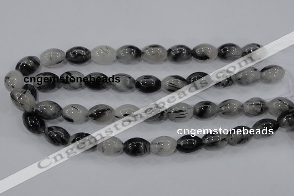 CRU73 15.5 inches 13*18mm rice black rutilated quartz beads wholesale