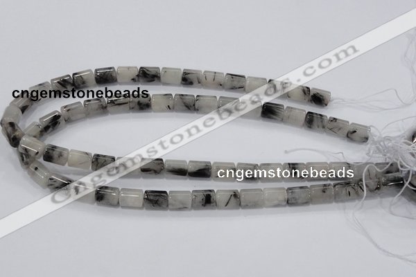 CRU74 15.5 inches 8*12mm column black rutilated quartz beads