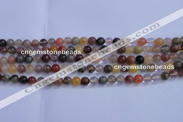 CRU750 15.5 inches 4mm round Multicolor rutilated quartz beads