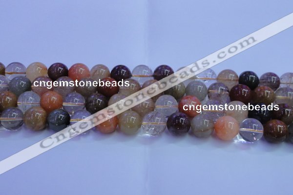 CRU754 15.5 inches 12mm round Multicolor rutilated quartz beads