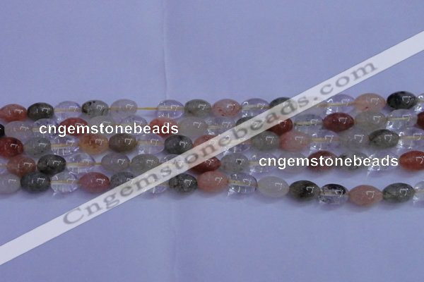 CRU760 15.5 inches 8*10mm rice Multicolor rutilated quartz beads