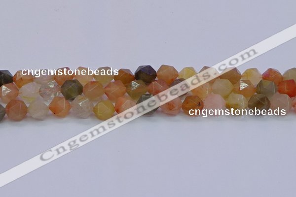 CRU769 15.5 inches 12mm faceted nuggets mixed rutilated quartz beads