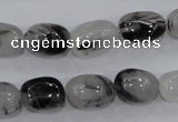 CRU77 15.5 inches 10*14mm nugget black rutilated quartz beads