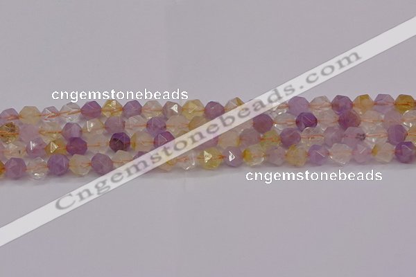 CRU772 15.5 inches 8mm faceted nuggets lavender amethyst & citrine beads