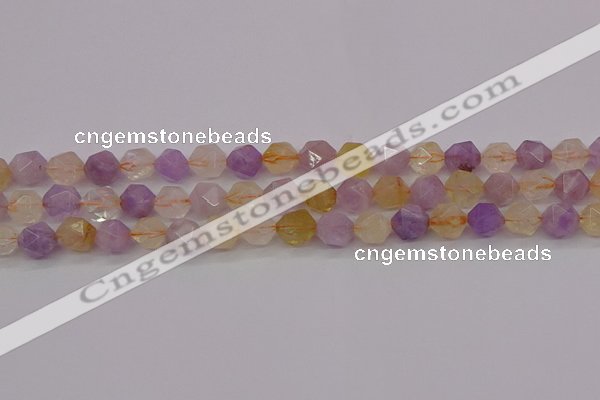 CRU773 15.5 inches 10mm faceted nuggets lavender amethyst & citrine beads