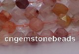 CRU776 15.5 inches 6mm faceted nuggets mixed rutilated quartz beads