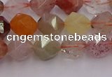 CRU777 15.5 inches 8mm faceted nuggets mixed rutilated quartz beads