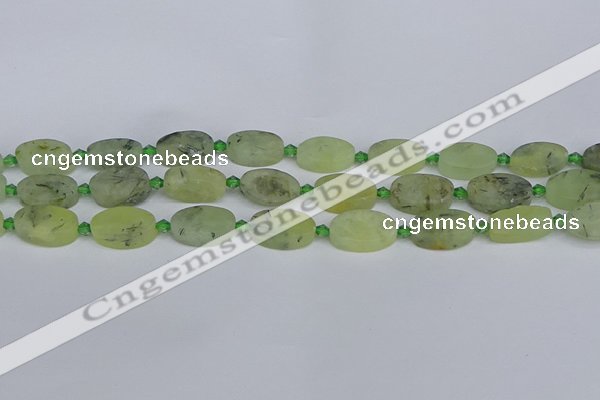 CRU782 15.5 inches 11*18mm oval green rutilated quartz beads