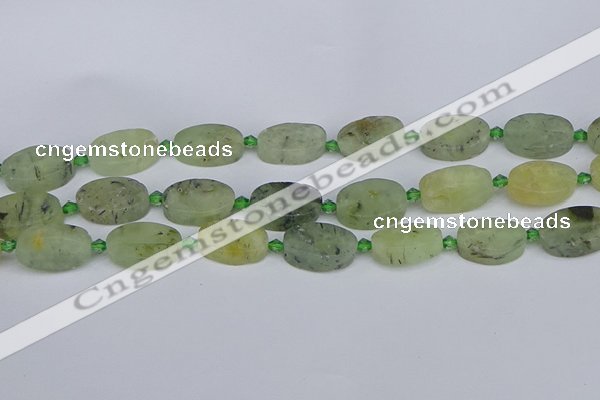 CRU783 15.5 inches 13*20mm oval green rutilated quartz beads