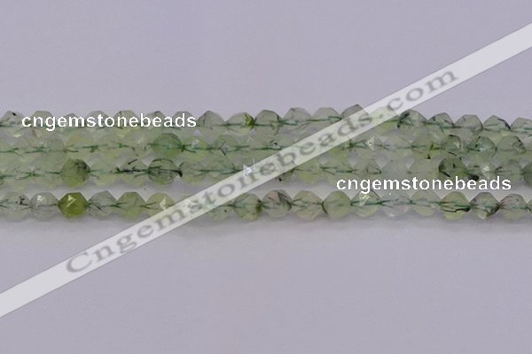 CRU791 15.5 inches 6mm faceted nuggets green rutilated quartz beads