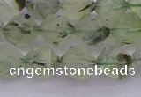 CRU792 15.5 inches 8mm faceted nuggets green rutilated quartz beads