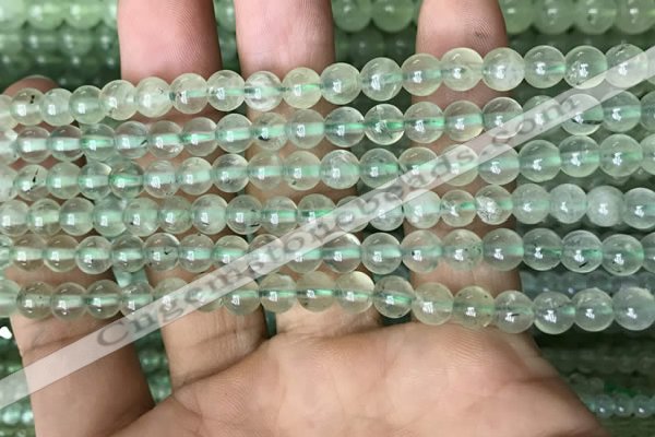 CRU811 15.5 inches 6mm round green rutilated quartz beads