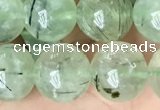 CRU814 15.5 inches 12mm round green rutilated quartz beads