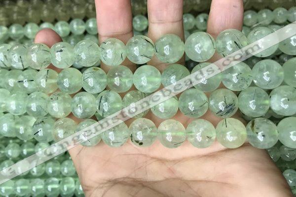 CRU814 15.5 inches 12mm round green rutilated quartz beads