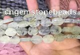 CRU818 15.5 inches 12*16mm oval matte green rutilated quartz beads