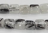 CRU84 15.5 inches 10*10mm square black rutilated quartz beads