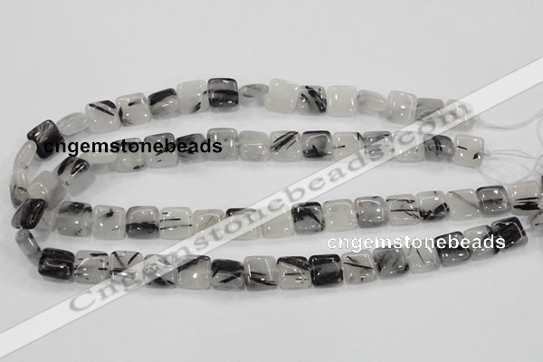 CRU85 15.5 inches 12*12mm square black rutilated quartz beads