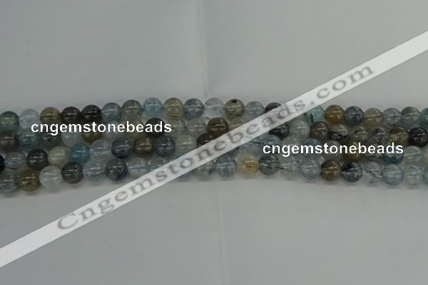 CRU852 15.5 inches 8mm round blue rutilated quartz beads