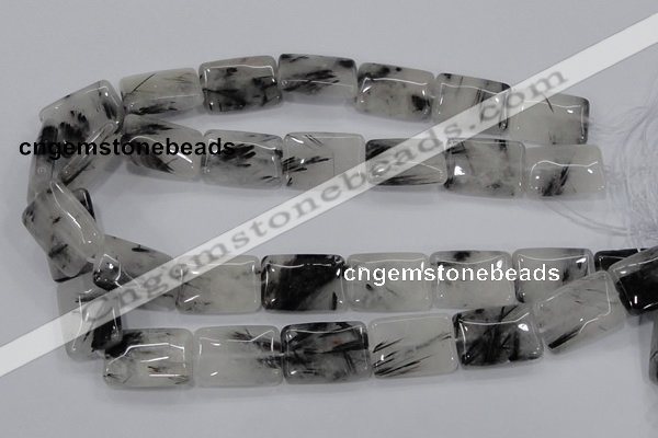 CRU86 15.5 inches 18*25mm rectangle black rutilated quartz beads