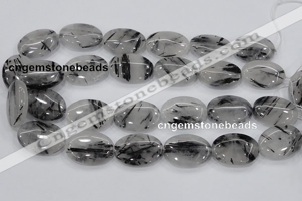 CRU89 15.5 inches 22*30mm oval black rutilated quartz beads wholesale